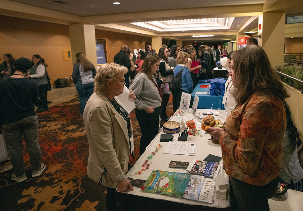 On Thursday, Oct. 19, 2023, attendees mingle with each other and exhibitors during the opening reception of the 2023 SAC convention.