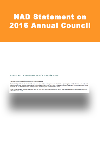NAD Statement on 2016 Annual Council
