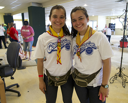 Oshkosh 2019 Rojas twins from Paraguay help tear out carpet at project