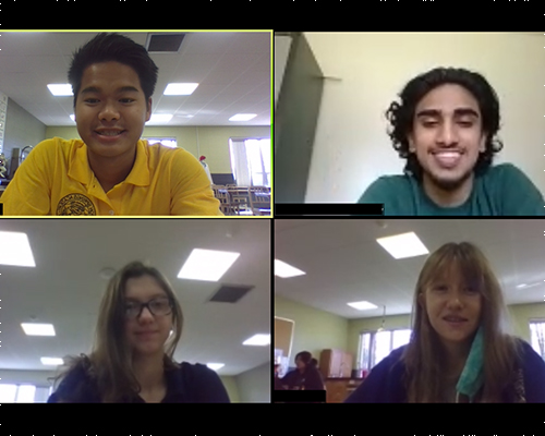Four students videoconferencing for SciFEST