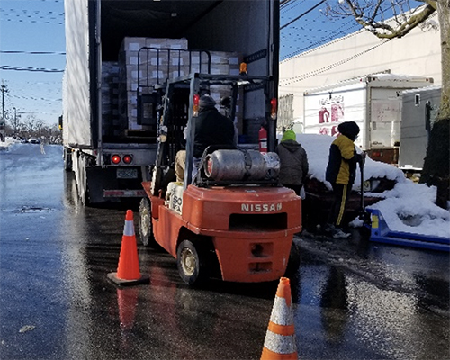 ACS city harvest truck unloaded in bronx