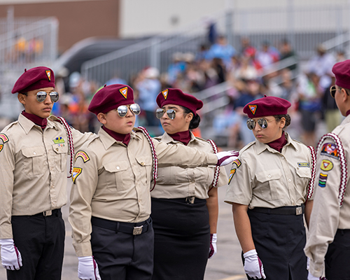 Pathfinders in uniform during a drill competition