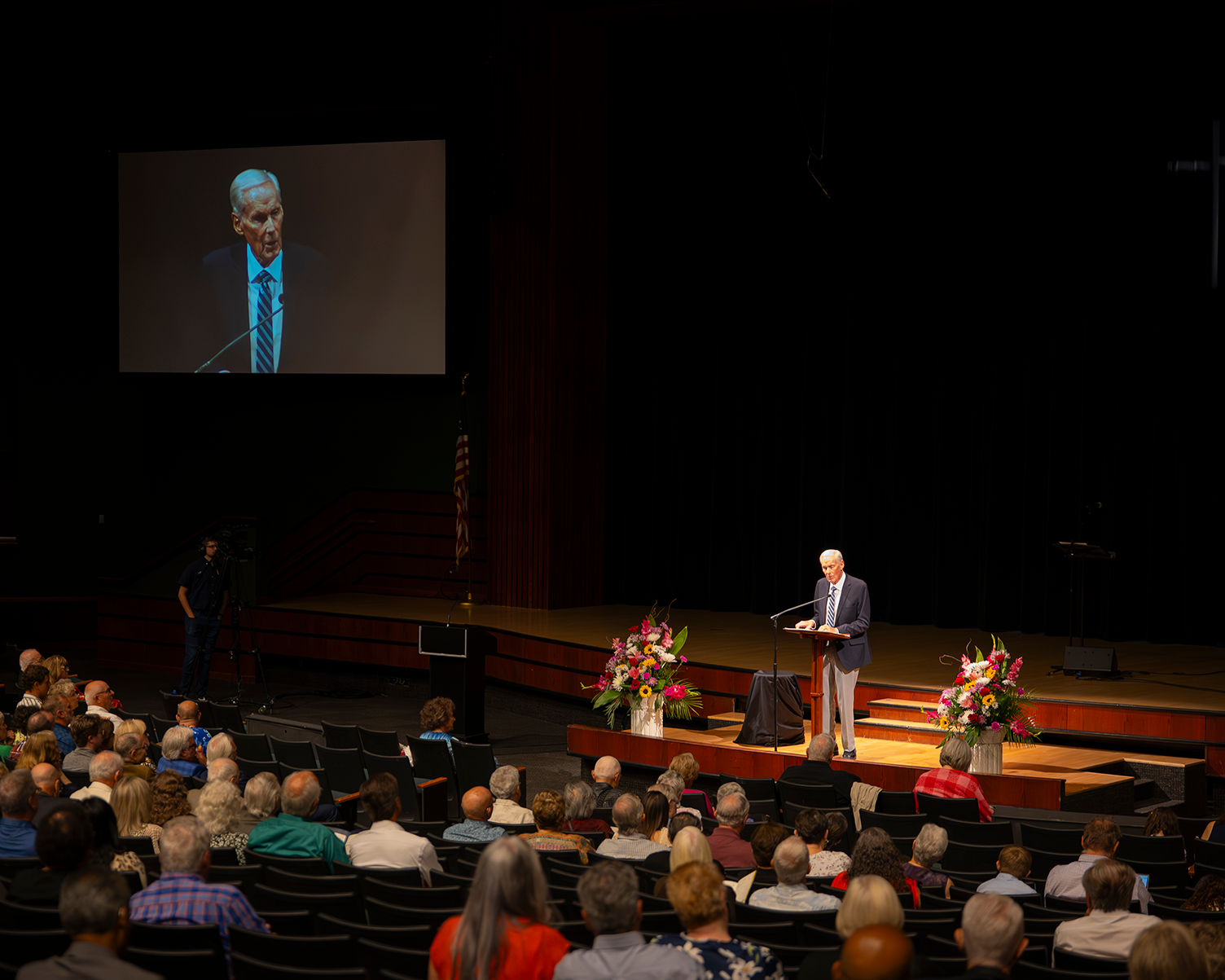 Charles White, great-grandson of James and Ellen White, press co-founders, shares family memories at Pacific Press's 150-year anniversary celebration