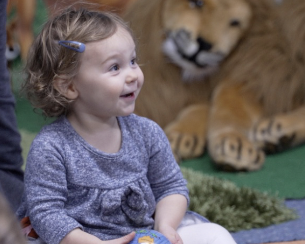 child playing in church