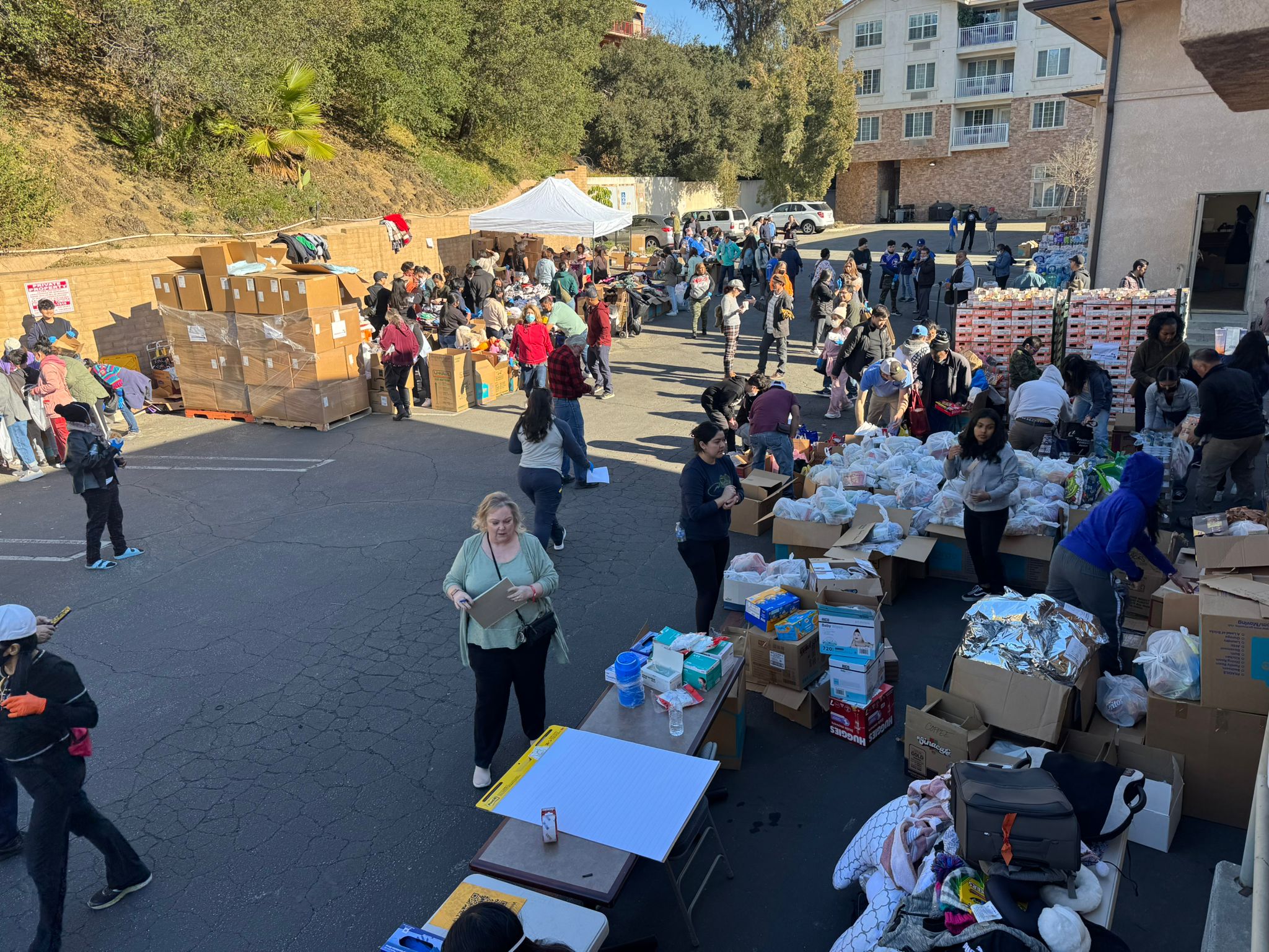 The Southern California Conference of Seventh-day Adventists gathered supplies and invited volunteers from their churches to distribute items at an event on Sunday, Jan. 12.