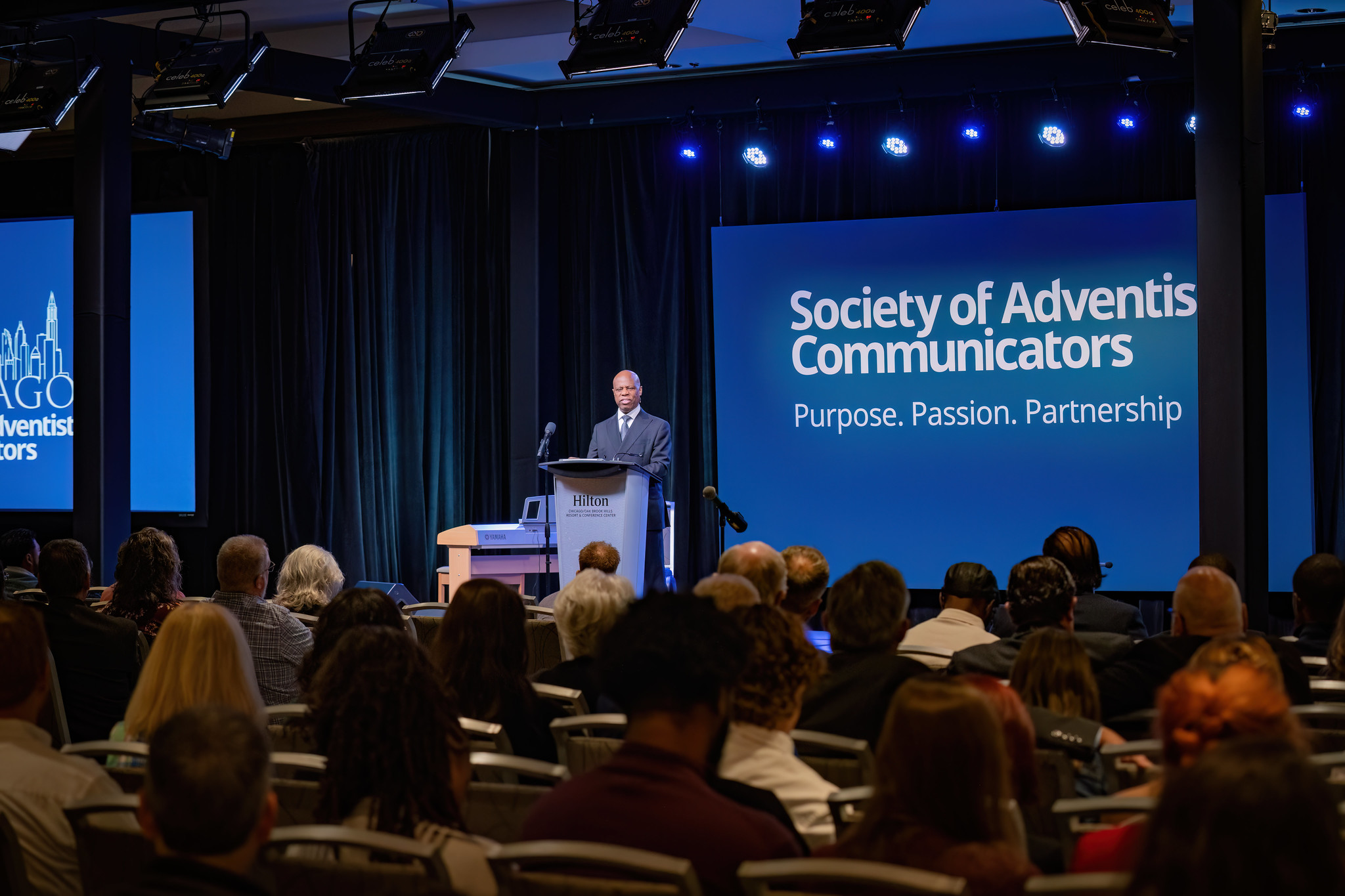 Wintley Phipps preaches at the 2024 Society of Adventist Communicators convention