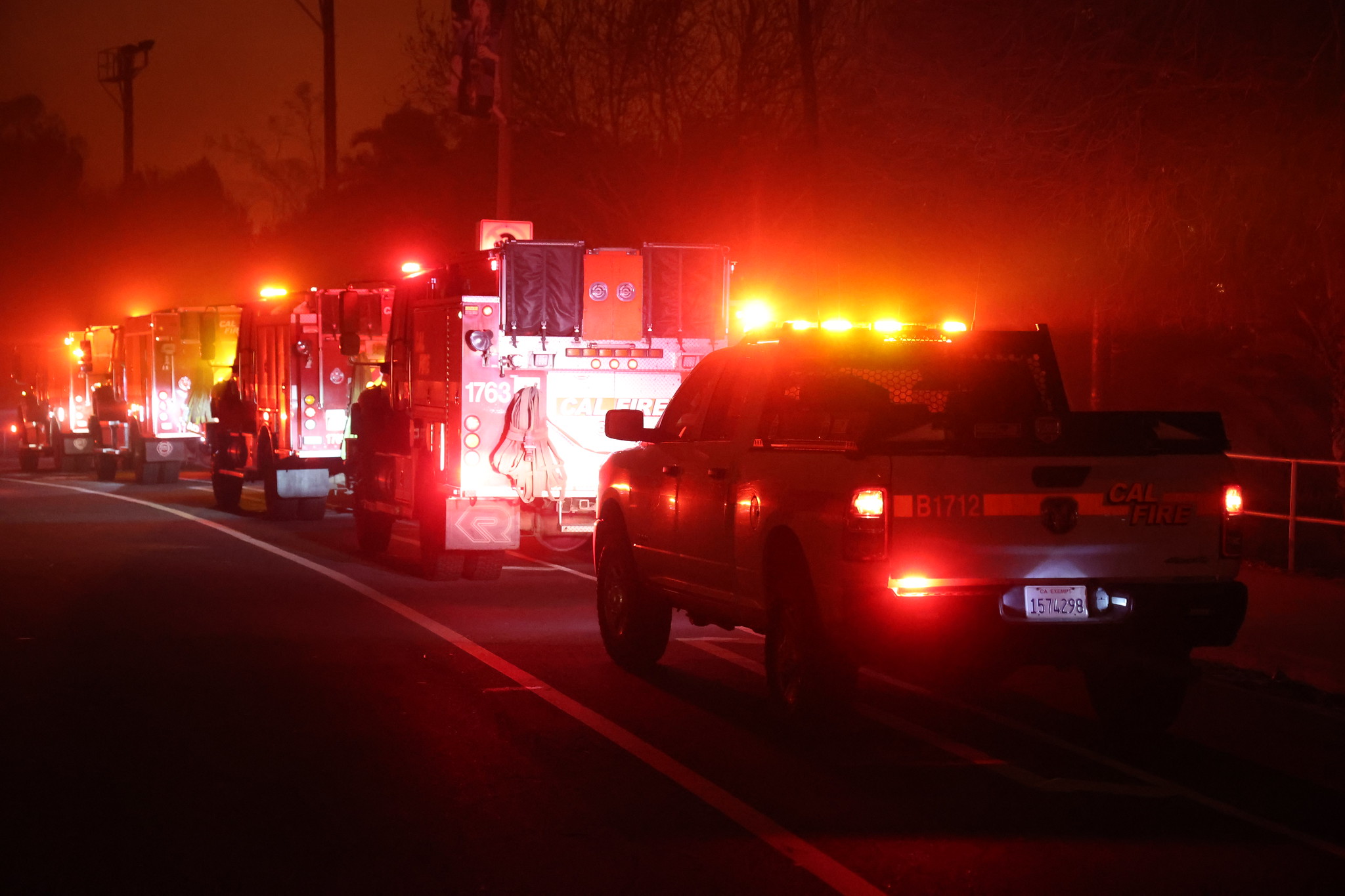 Photo from the Palisades Fire that started in the City of Los Angeles, January 2025, photo taken on Jan. 7, 2025 by CAL FIRE_Official, downloaded from Flickr