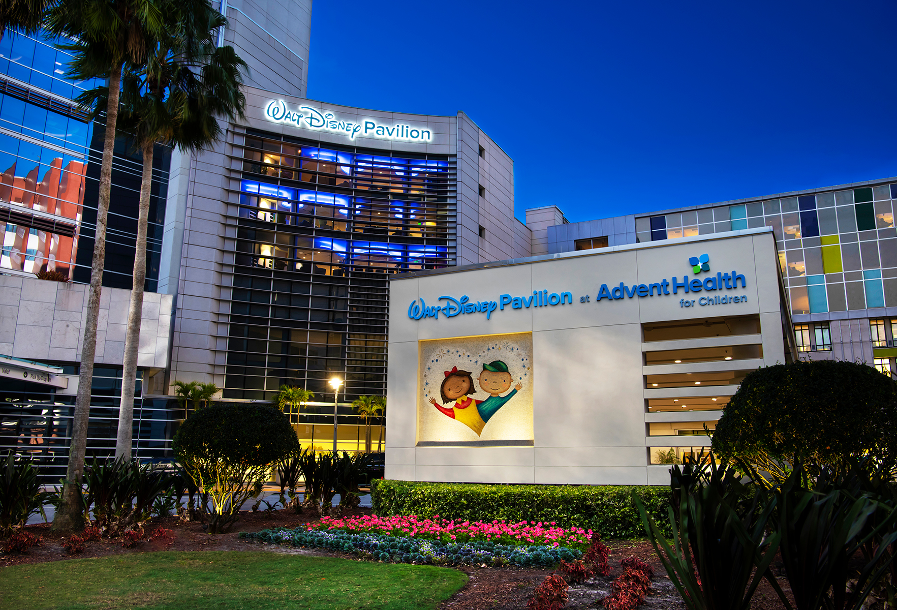 Photo of a building that says Walt Disney Pavillion at AdventHealth for Children