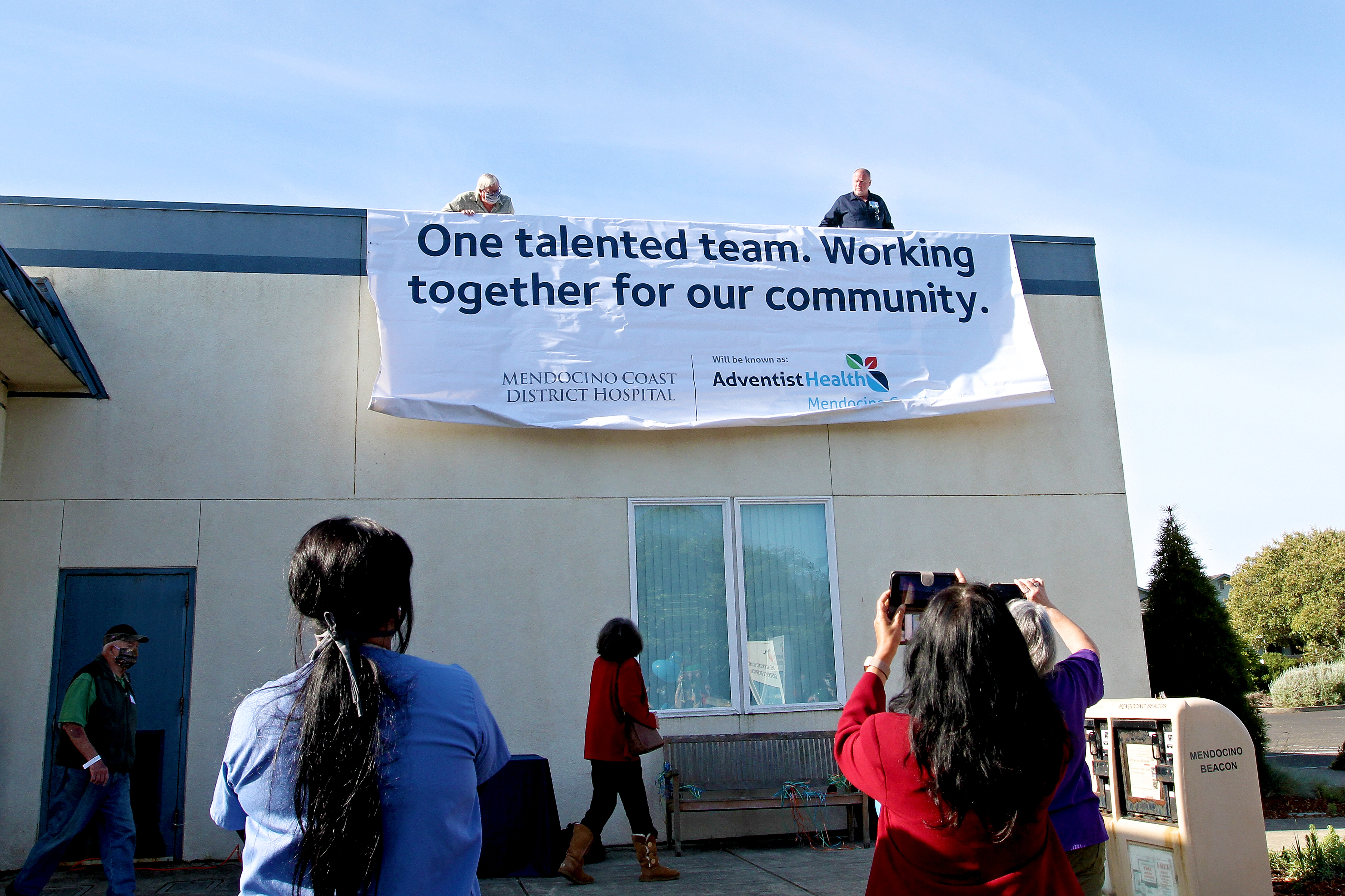 The Adventist Health Medocino Coast District Hospital banner reveals this new name.