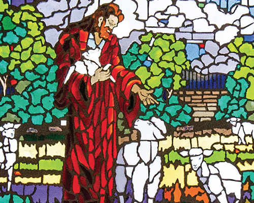 Stained glass in the C.D. Brooks Prayer Chapel
