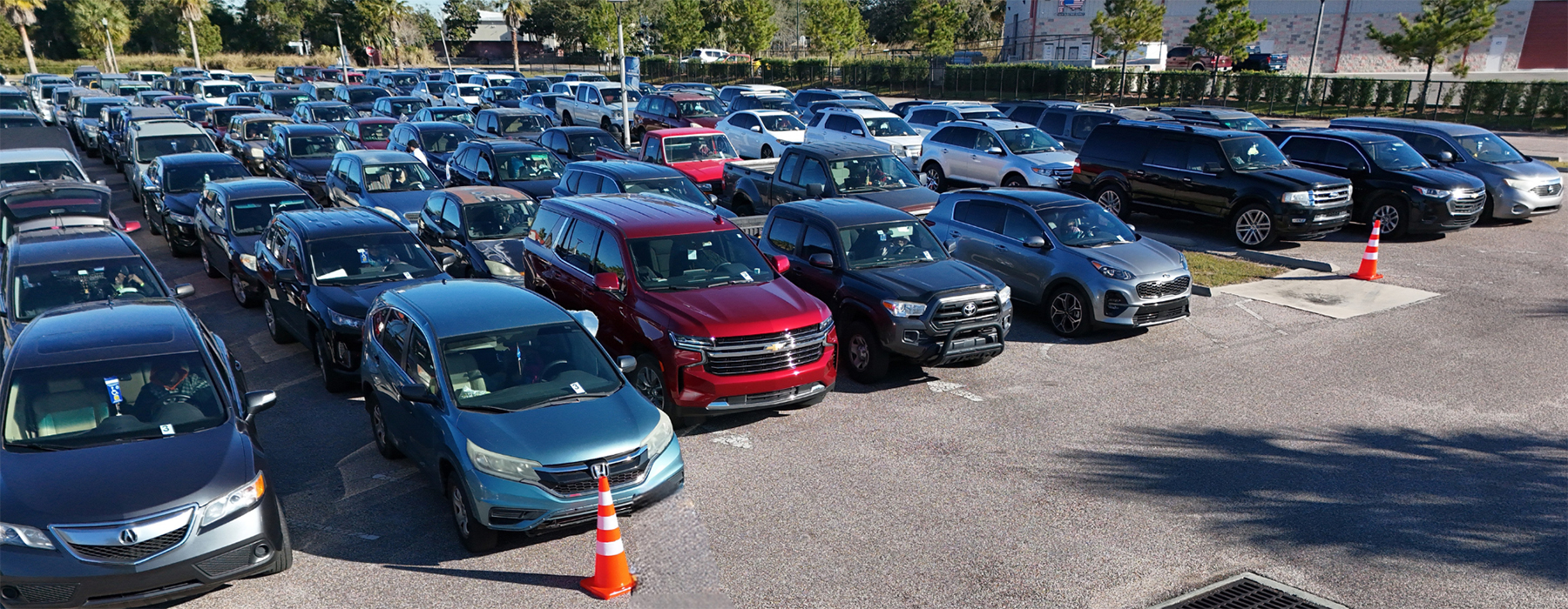 Several cars in a parking lot