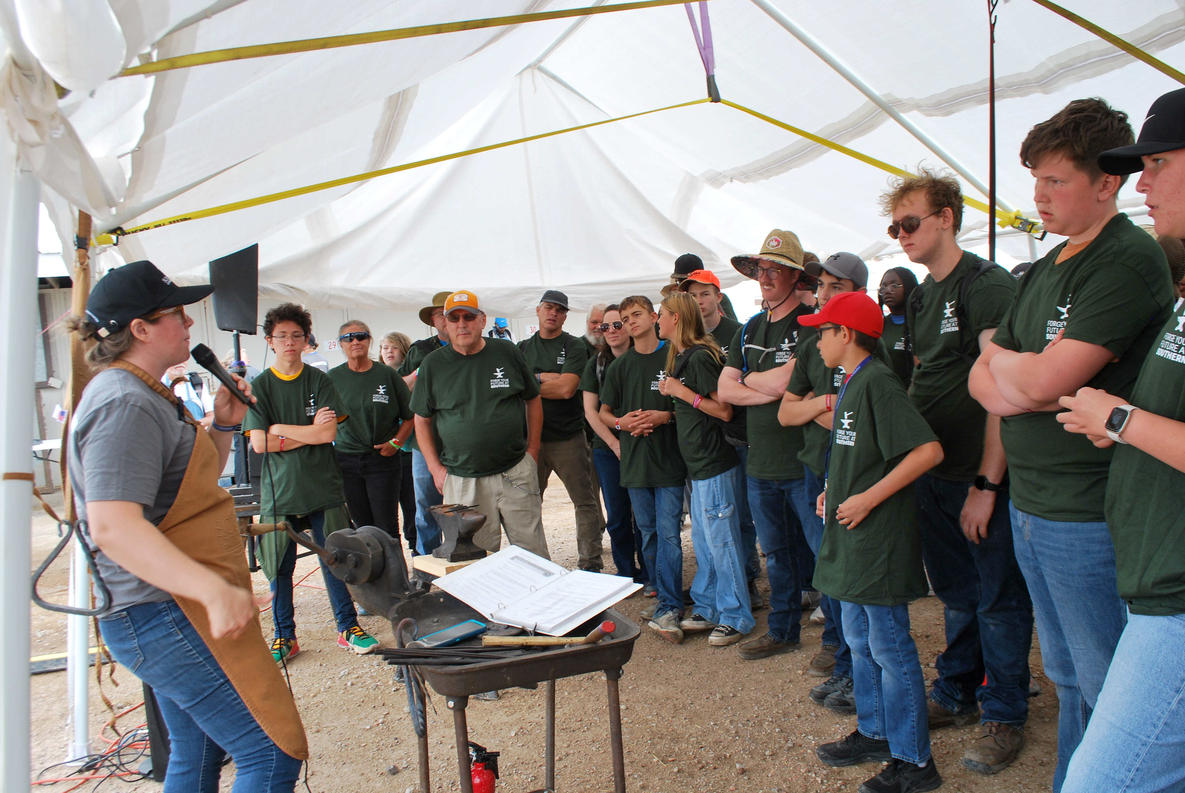 Booth 2 - More than 800 participants, from Pathfinders to Master Guides, earned the Blacksmithing Honor at Southern’s booth at the August 2024 Pathfinder camporee in Wyoming