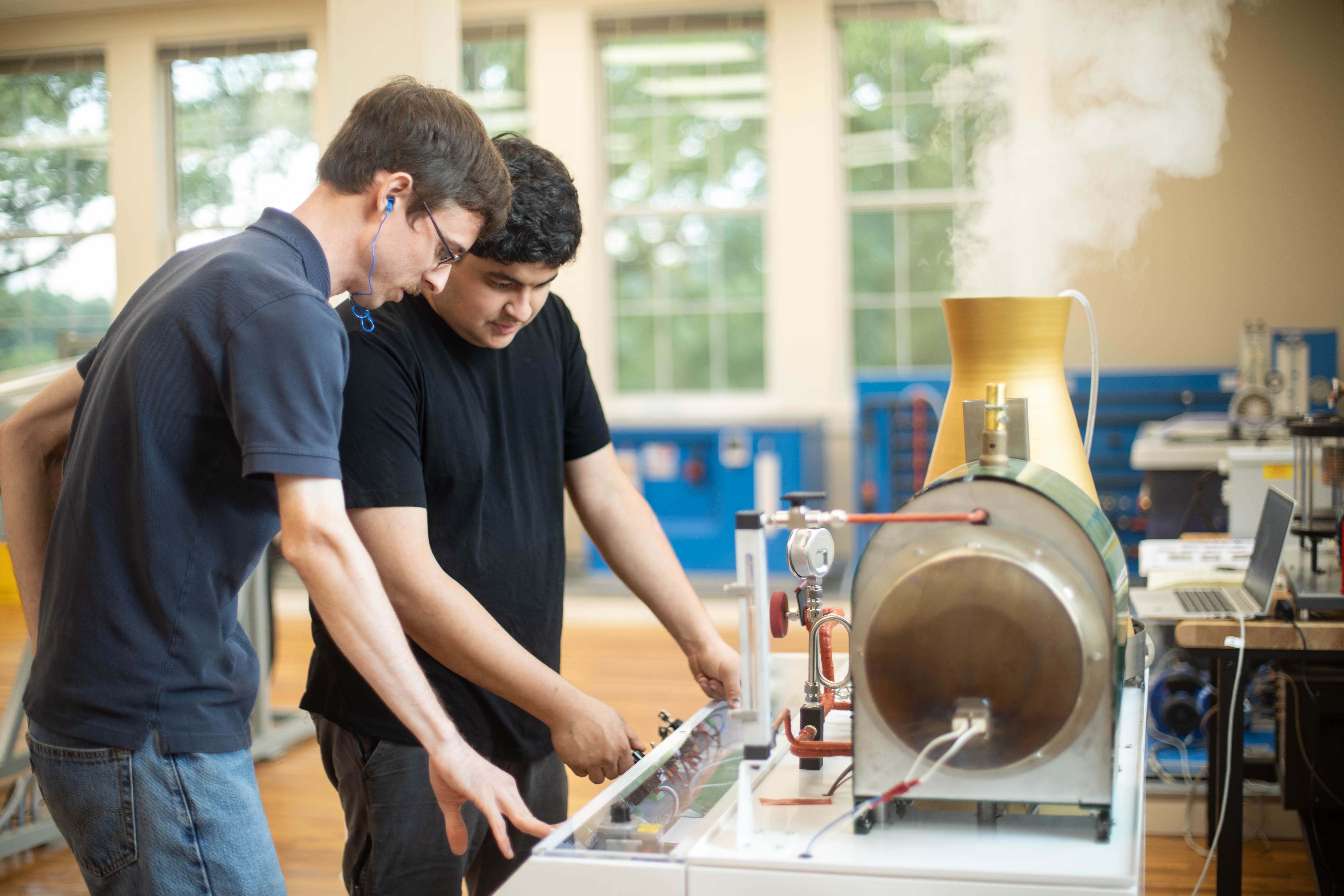 two SAU engineering students in lab