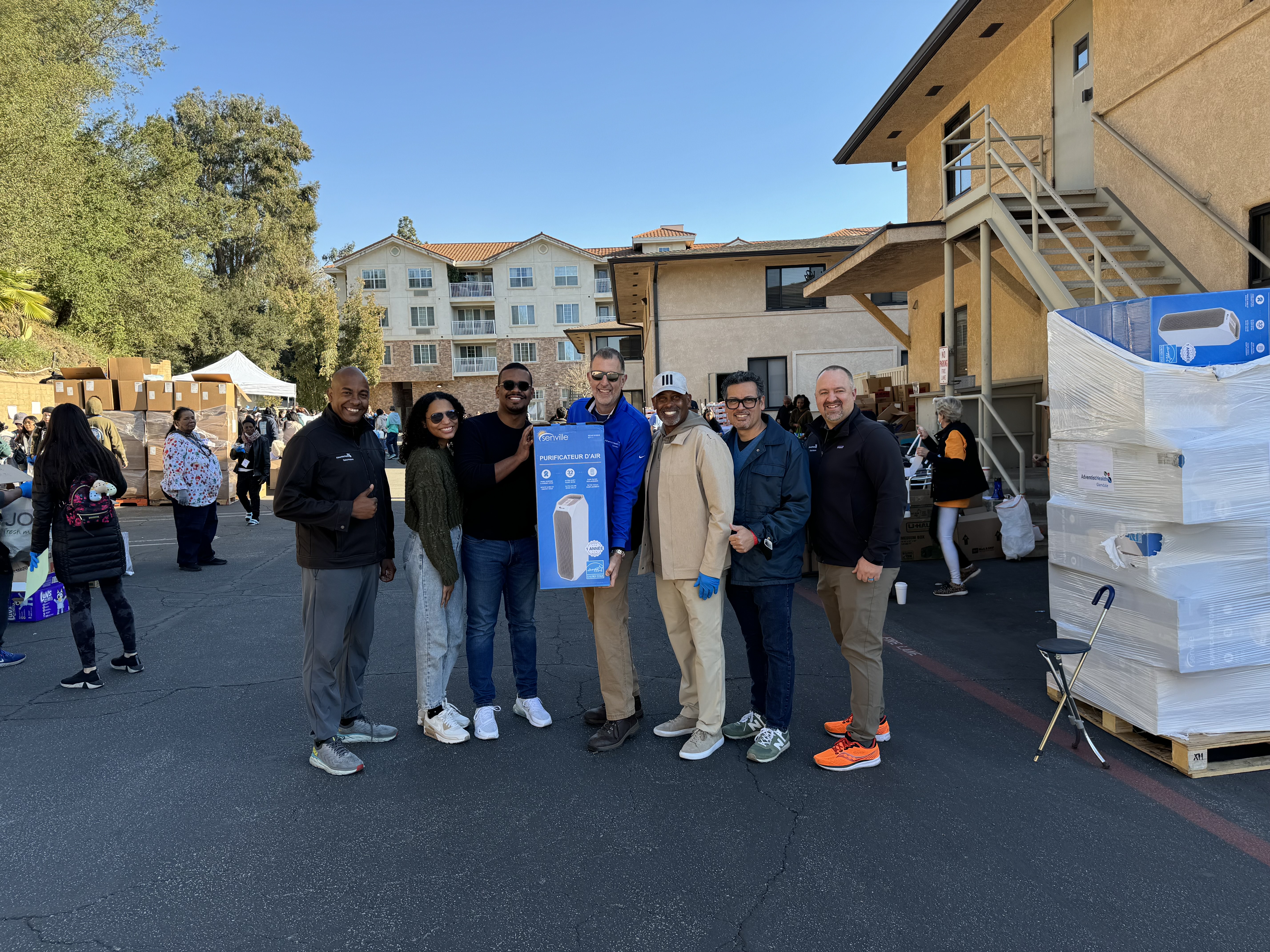 Volunteers at the conference event includ (from left) Alex Lalin, administrative assistant, Mission & Spiritual Care for Adventist Health White Memorial; Surisaday Almodovar-Belen, chaplain resident for Adventist Health Glendale; Jahdiel Matos, staff chaplain for Adventist Health Glendale; Mark Witas, Mission and Spiritual Care director for Adventist Health Glendale; Royal Harrison, executive vice president and Adventist Community Services director for the Southern California Conference of Seventh-day Adventists; Danny Chan, executive secretary for the Southern California Conference; and John Schroer, Global Mission System lead for Adventist Health.